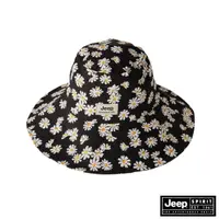 在飛比找momo購物網優惠-【JEEP】品牌LOGO滿版小雛菊印花漁夫帽(黑色)
