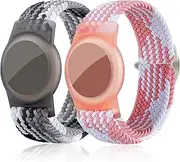 Kids Wristband for AirTag, 2 Pack Airtag Wristbands Compatible with AirTag Cases, Adjustable Protective Cover for GPS Tracker Case Watchband Radius 4.5 to 7.2 inch(White Black+White Pink)