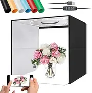 VOLKWELL 30cm Photo Light Box, Photography LED Lighting Shooting Tent with 6pcs PVC Backdrops, Portable Folding Black Photo Booth 5500K for Product Display