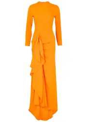 Solace London Nia Ruffled Maxi Dress - Orange - 16 (UK16 / XL) 16 (UK16 / XL)
