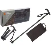 Summit Folding Walking Stick & Carry Pouch Black/Silver