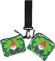 [miaozhen] St. Patrick's Day Cartoon Cutie Dwarf Dual Wristlet Wallets for Women Large Capacity Zipper Cash Coin Purse with Keychain for Girls 2 Packs de mujer para tarjetas, St. Patrick's Day cartoon cutie