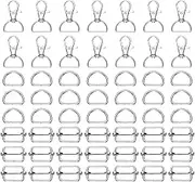 uxcell 56pcs Swivel Clasps with D Rings and Slide Buckles Set 20mm Metal Swivel Snaps D-Shape Rings Adjustable Rectangle Strap Keeper for Purse Hardware Sewing Craft Project, Silver