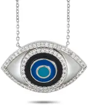 14K 0.40 ct. tw. Diamond Evil Eye Pendant Necklace NoSize NoColor