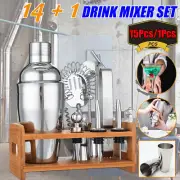 15Pcs 550ML Stainless Steel Cocktail Shaker Mixer Drink Bartender Bar Tools Kit
