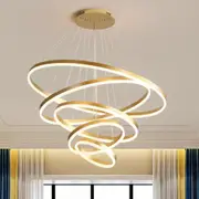 BAMDECOR Minimalist Tri-Colour LED Pendant Light Adjustable Circular Chandelier for Living Room and Dining Room