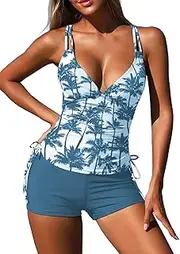 [ZAFUL] Women's High Cut Bikini Sets Ribbed V-Wire Cami Bikini Two Piece Swimsuit