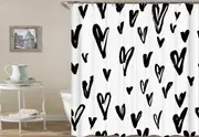 Black and White Heart Pattern Shower Curtain