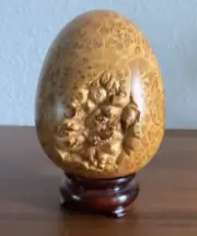 Lathe Turned Maple Burl Wood Egg Sculpture By Washington Artist Geoff Carson