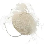 [VALICLUD] Elegant Headband Women's Fascinator Hat for Wedding Tea Party Birthday Cosplay Beige