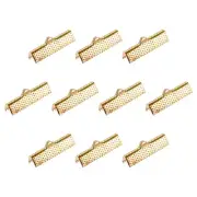 100Pcs Ribbon Crimp Clamp Ends 25mm Cord End Clasp for DIY Craft Light Golden