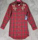 Kendall + Kylie Shirts Womens XS Red Plaid Button Up Long Sleeve Frayed Edge Top