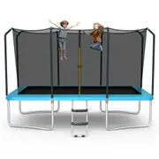 Costway 14x8FT Rectangle Trampoline Ladder Rustproof Bouncer Birthday Gift Blue