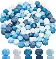 CRASPIRE 100Pcs Octagon Wax Sealing Beads Mixed color Blue Wax Seal Beads Sealing Wax Particles for Retro Seal Stamp Christmas Cards Wedding Invitations Letter Sealing Wine Packages Gift Wrapping
