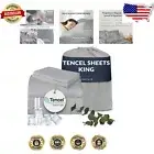 King Size Percale Eucalyptus Sheets - Soft Tencel & Egyptian Cotton 4-Piece