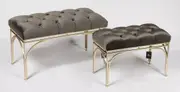 2piece Metal bench seat charcoal velvet