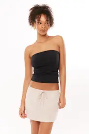[Supré] Supré - Henley Relaxed Linen Mini Skirt - Natural 16 NATURAL