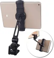 Aluminum Tablet Stand Holder Clamp Mount Bracket Compatible with 4.7~12.9" iPad Air Pro mini, Phone (BLACK)