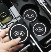 2 pieces KIA cup holder mats / coasters - White