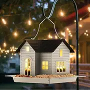 Solar Bird Feeder - Hanging Metal Bird House Feeder with Solar Lights, Outdoor Solar Lantern, Garden Decor for Outside, Unique Gifts for Mom, Grandma, Christma