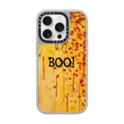 iPhone 16 Pro Mirror Case MagSafe Compatible BOO! Spooky Cool Spider Halloween Typography Creepy Festive Trick or Treat Orange Black Spiderweb All Hallow's Eve Bold Fine Art Painting Design