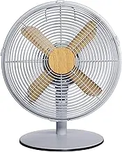 Russell Hobbs RHMDF1201WDG 12 Inch Scandi Electric Desk Fan, 3 Speed Settings, Oscillating Fan and Adjustable Tilt, 45W, Grey and Wood Effect