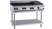 B+S Black Combination Six Open Burners & 300mm Char Broiler Natural Gas