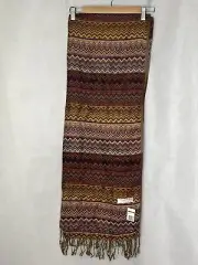 NWT 100% Pashmina Scarf Wrap Shawl Woven Multicolored Browns 69”x26”