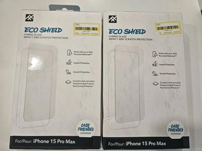 2-Pack ZAGG Hybrid Glass EcoShield Screen Protector For iPhone 15 Pro Max
