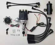 small cap FORD INLINE 6 200 250 BLACK HEI Distributor + 45K Coil +USA PLUG WIRES