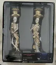Christian Siriano NY - Set Of Two 12" Skeleton Candle Holders Bone White & Gold