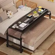 Adjustable Overbed Table with Wheels, Mobile Laptop Desk for Bed, Height and Angle Adjustable, Ideal for King/Queen Beds, Versatile Overbed Computer Station