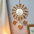 Macrame Tassel Wall Hanging Mirror Garland Decor Ornament Backdrop for Porch