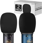 Geekria for Creators Foam Windscreen Compatible with Blue Bluebird SL, Blackout Spark SL Microphone Antipop Foam Cover, Mic Wind Cover, Sponge Foam Filter (Black / 2 Pack)