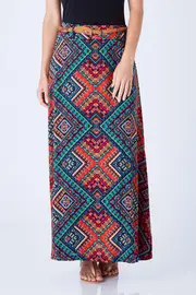 Aztec Belted Maxi Skirt--SUNN-140058N