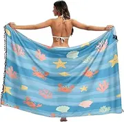 [RPLIFE] Cute Cartoon Crabs Women's Swimsuit Sarong Cover Up, Fringe Sarong Wrap for Summer Beach/pool, Large, Cute Cartoon Crabs, Medium