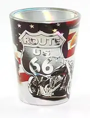 Route 66 Metallic Eagle Biker Full Wrap Shot Glass RTP