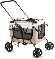 Double Dog Stroller Dog Stroller Pet Travel Stroller Shockproof Durable Dog Cat Pushchair Pram Jogger Buggy with 4 Wheels Max Loading 20 Kg Pet Travel Stroller