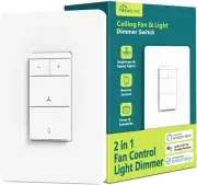 TREATLIFE Smart Ceiling Fan Control and Dimmer Light Switch, 2.4GHz WiFi Only...