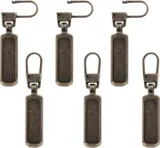 6pcs Zipper Pull Replacement, Part Replacement Detachable Metal bronze