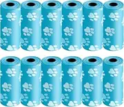 Austepax Dog Poop Cat Litter Bags for Waste Refuse Cleanup 12 Rolls Thick and Leakproof, Eco-Friendly & Easy to Use for Pet Outdoor Walking and Travel (180 Count) Blue