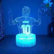 3D Night Light Football Character Messi USB Black Touch Colorful Remote Control 16 Colors Fan's Gift Birthday Christmas Gift Orange