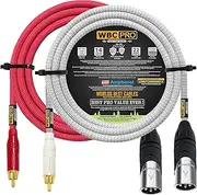 8 Foot RCA to XLR (Male) Cable Pair - WBC-PRO-LOCAP Low-Capacitance (14pF/ft) 22 AWG Ultra-Silent Audiophile & Pro-Grade Audio Interconnect Cable - Amphenol Plugs & Red & Silver Tweed Jackets