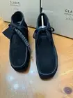 MADE IN PORTUGAL - 9 US MENS CLARKS WALLABEE BLACK SUEDE