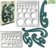 French Curve and Template Ruler Set (6 Pc) , Stencils, Clear Drawing Template
