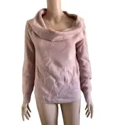 Leith Sweater Womens Large Off Shoulder Ribbed Pink Adobe Raglan Sleeve