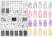 JarThenaAMCS 4Pcs Floral Nail Plates Stamping Set Spring Summer Flower Stamp Templates Nail Art Plates for DIY Print Manicure Salon Design