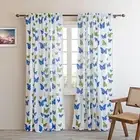 Cotton Butterfly Printed Light Filtering 5 ft Curtains for Window- Pack of 2