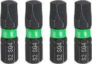 uxcell 4pcs SQ4 Square Screwdriver Bit 1/4" Hex Shank 25mm/1" Length Magnetic 4 Point Head Hex Bits S2 Steel Screw Driver Bit Industrial Grade Electric Drill Bits