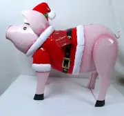 NEW Holiday Christmas Metal Santa Clause Pig Piggy Indoor Outdoor Outside Decor